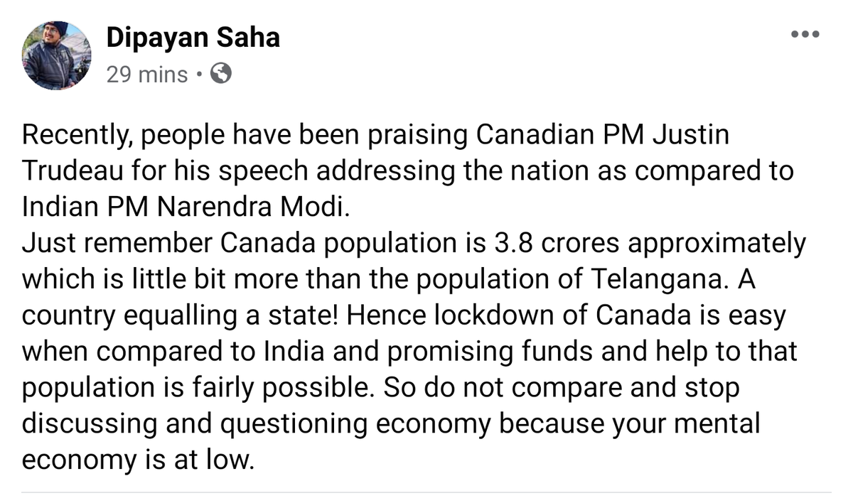 _taniasahu's tweet photo. Well said ! Most people mental economy going so low !!!
Copied from @thedeepion
#economy #QuarentineLife #NarendraModi #lockdown #Canada #india #StaySafeStayHome https://t.co/NR783zDhpu