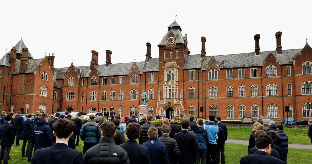 The view from The Rendlesham End of the Front this morning for the Principal's address. A strange and difficult day for all at <a href="/FramCollege/">Framlingham College</a>. We look forward to seeing everyone back as soon as possible. Stay safe and well, and Be Excellent To Each Other.