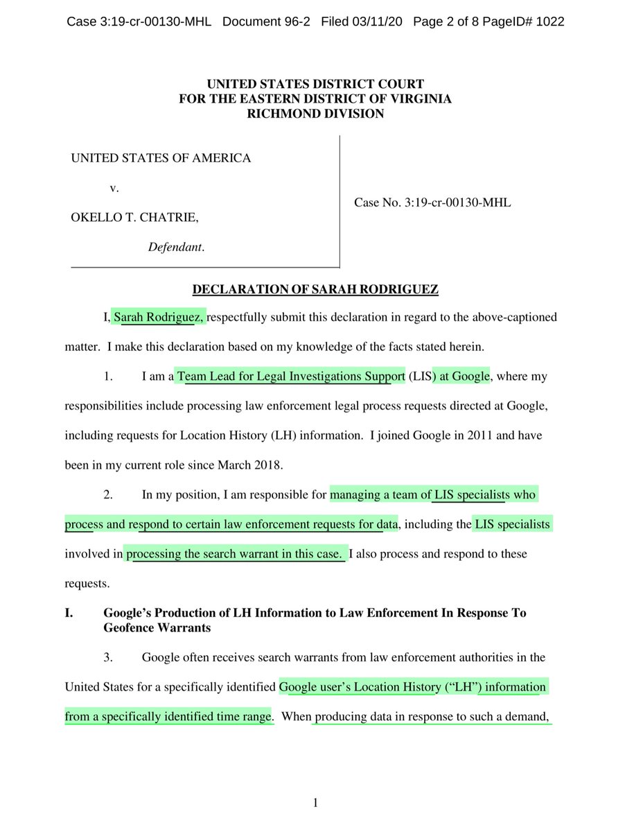 So let me get this straight, here Google admits that the geofencing warrant(s) can sweep up individuals who are NOT suspects but happened to be in the vicinity of the crime. Page 4 paragraph 13 - exactly what civil liberty groups warned & feared. https://ecf.vaed.uscourts.gov/doc1/189110337019