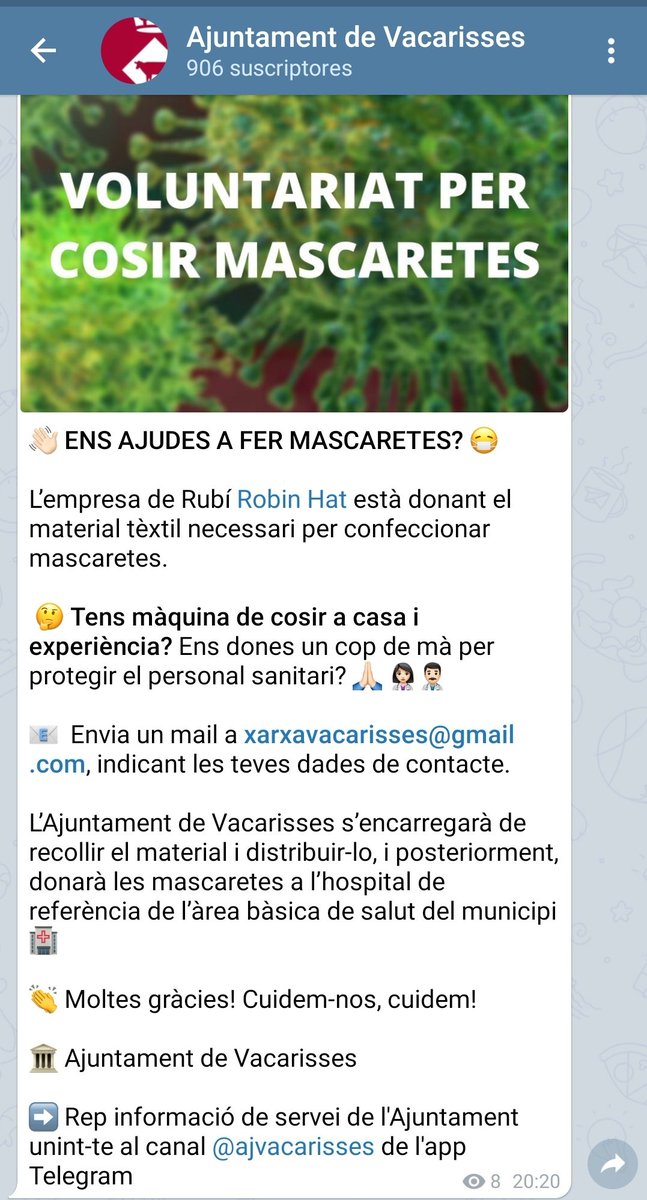 aappelfresno's tweet photo. #mascaretes #Ajuda #Mascarillas #COVID19 #Vacarisses #quedatacasa #CuarentenaTotal 😷 https://t.co/6vcq5wPZAy