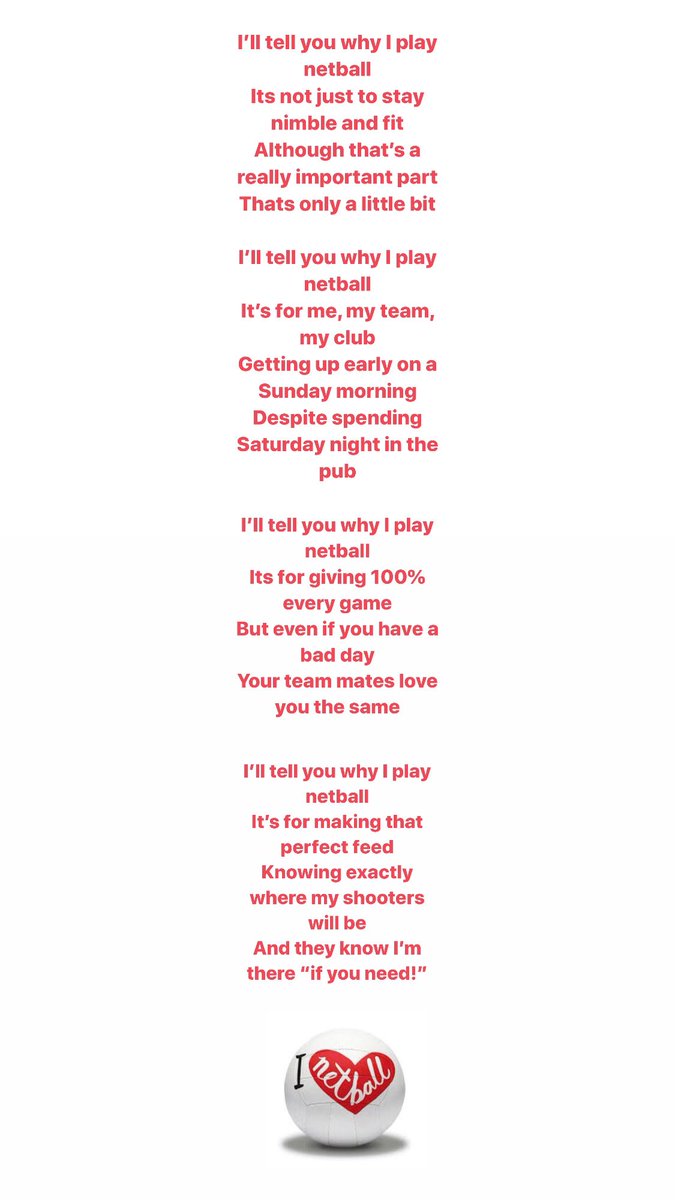 NDODerbyNotts's tweet photo. Thank you @ValkyriesNC β€οΈ
π¬ So Iβm me because I play netball,
Life is better with a bib and a ball,
So hang in there everyone,
Soon netball will return to us all...
#LetsTalkNetball https://t.co/gp531ML9nj