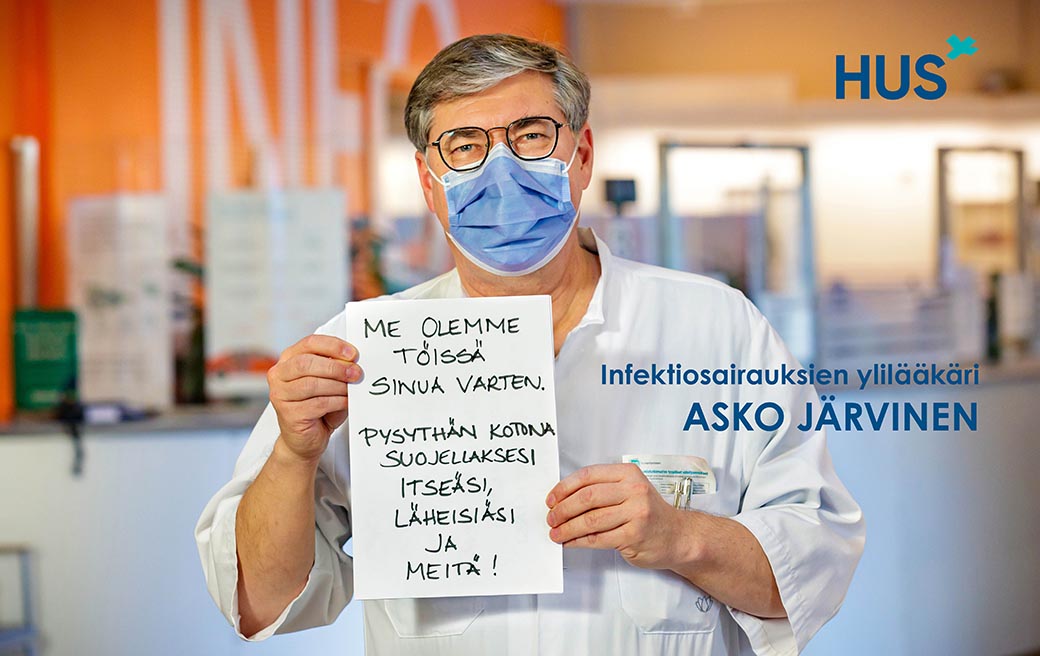 HUS_fi's tweet image. Ylilääkäri Asko Järvisellä on tärkeää asiaa. Usko Askoa! #injarvinenwetrust #koronafi
