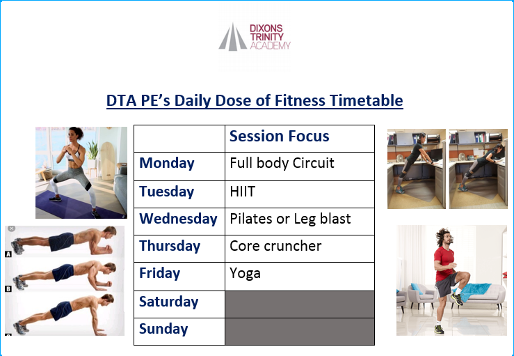 The building might be closed, but starting from Monday here is your daily dose of fitness timetable for all staff and students. We will email the fitness session out each day and post on twitter  #stayhealthy #wellbeing #homeworkout