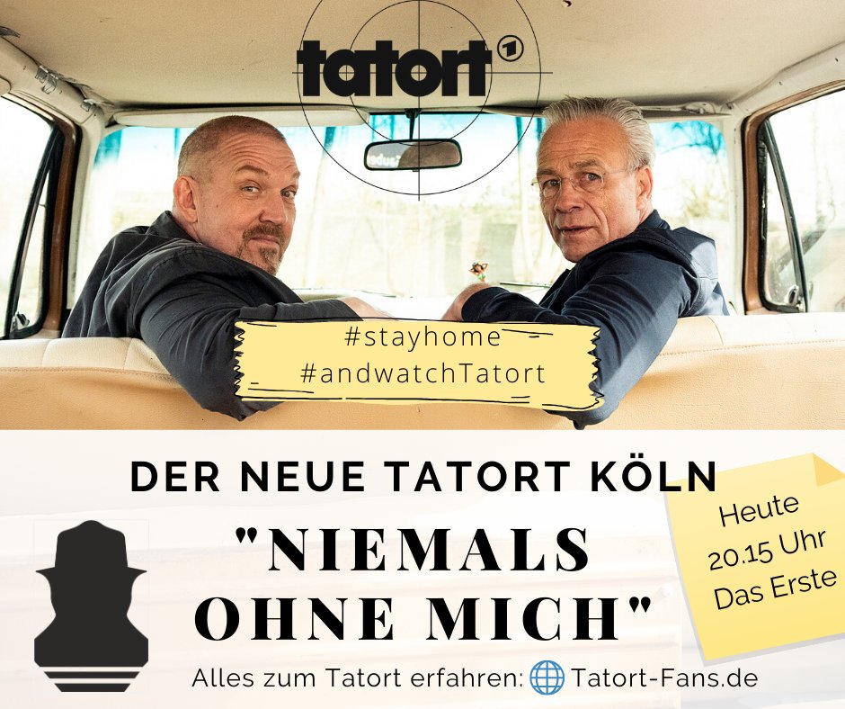 tatort_fans's tweet photo. Liebe Krimi-Freunde, es ist schwer, aber bleibt auf der Couch! 🦠 #stayhome Heute fällt es auch glatt leichter, denn der neue #Tatort aus #Köln kommt um 20:15 Uhr in #DasErste! "Niemals ohne mich" mit Ballauf &amp; Schenk. Neugierig? => 🌐 https://t.co/ECdtTRCtac https://t.co/ZyyYtyRrGv