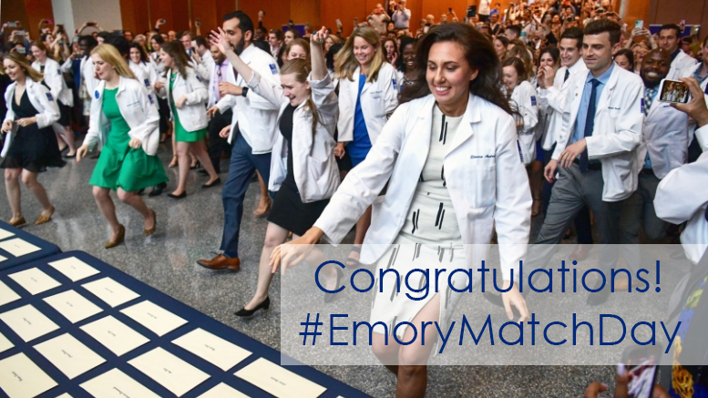 WinshipAtEmory's tweet photo. Congratulations to all of the @EmoryMedicine students who matched today! Although different than usual, today's #EmoryMatchDay is still special. We can't wait to welcome our new residents to Winship. #Match2019 #MatchDay2019 https://t.co/VpEIFY4Us7