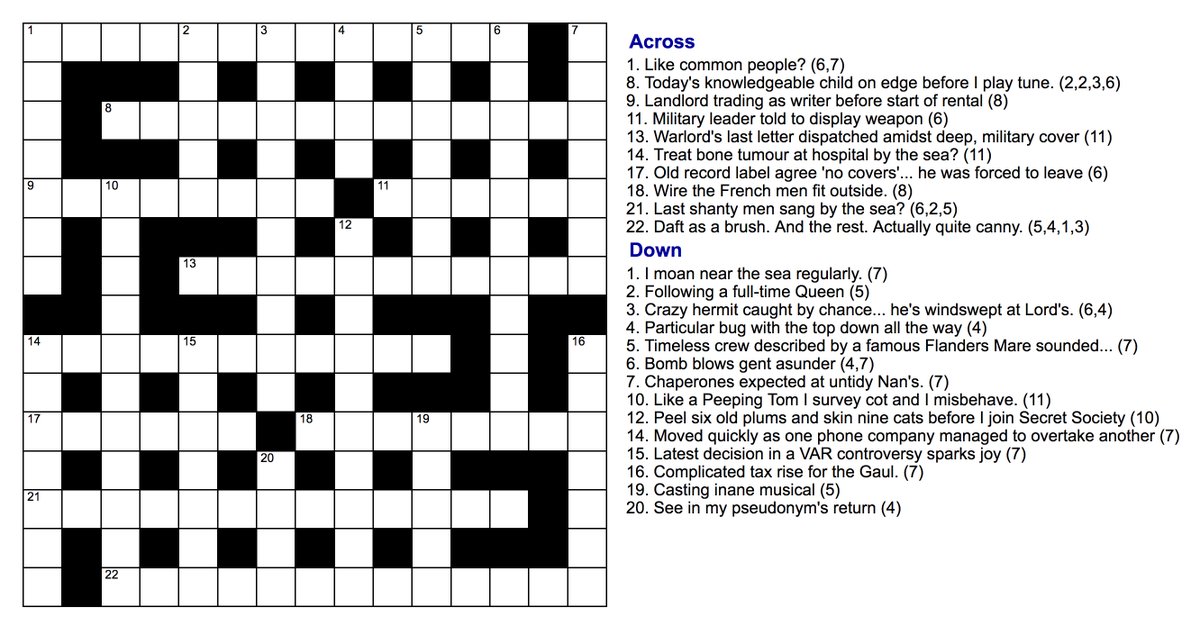 Lovatts daily cryptic crossword online