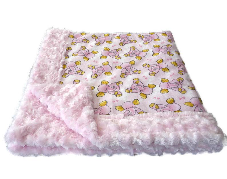 Pink Elephants Baby Blanket, Baby Blanket, Girl Baby Blanket, Receiving Baby Blanket, Reversible Baby Blanket, 35x35 #DianesDiversions #pinkelephantsbabyblanket #girlbabyblanket #reversibleblanket #babyshowergift #newmothergift  etsy.me/2WzArL5