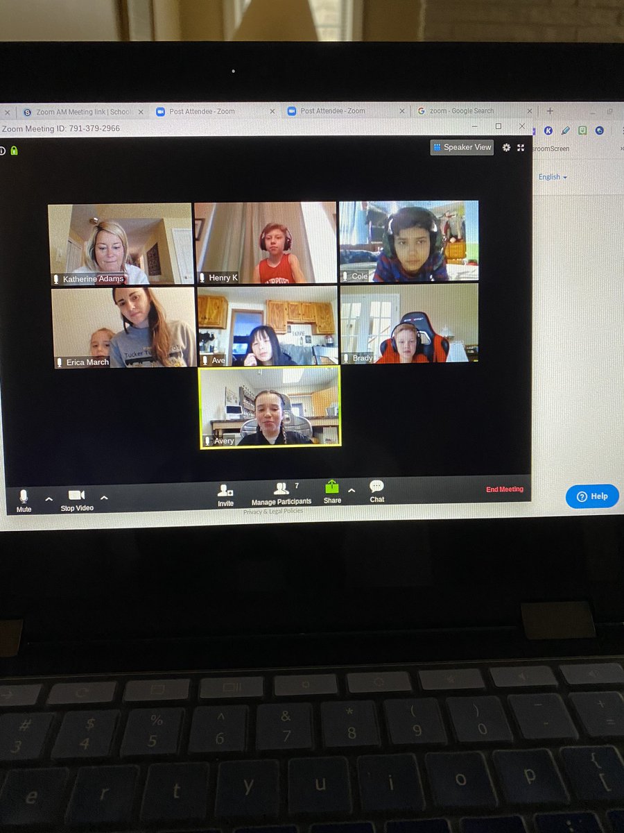 Just did our first ZOOM morning meeting!! Such fun and so great to see these faces! Monday AM we meet again! #onebravesfamily #pesinspires #stayconnected