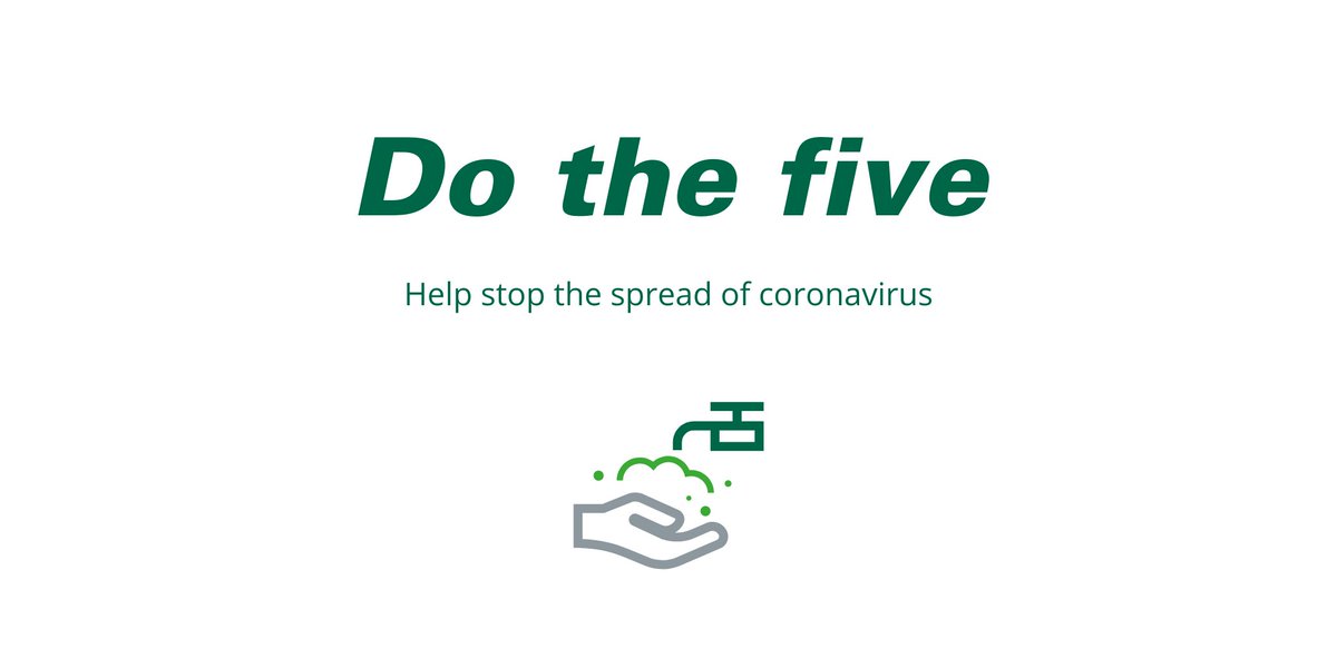 EddieStobartCom's tweet photo. Do these five things to help stop the spread:

• Wash your hands.
• Cough and sneeze into your elbow.
• Don’t touch your face.
• Stay more than 1 metre away from others.
• Stay at home if you have symptoms. https://t.co/Je6N6YX0wR