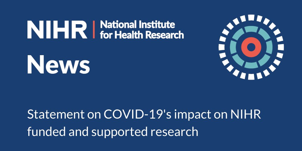 NIHRresearch's tweet photo. Until further notice, NIHR CRN is pausing the site set up of any new or ongoing studies at NHS and social care sites that are not nationally sponsored COVID-19 studies. Read our latest update on NIHR funded and supported research: https://t.co/tBUiCpBh48 #covid19 #coronavirus https://t.co/ANZe0f58CI