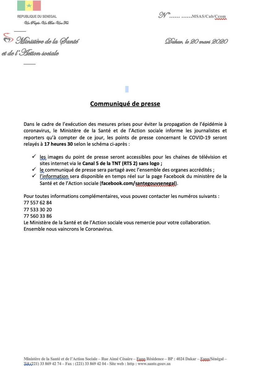 Ministère de la Santé et de l'Hygiène publique tweet media
