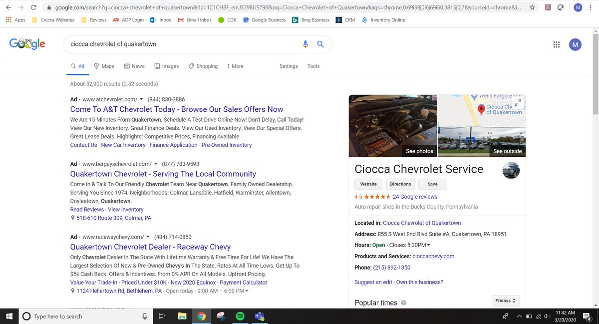 WilsonMikedUp's tweet photo. @dannysullivan @searchliaison Issues again with dealership service listings displaying ahead of primary dealership listing. Needs to be fixed. https://t.co/8H2aw6cqLP