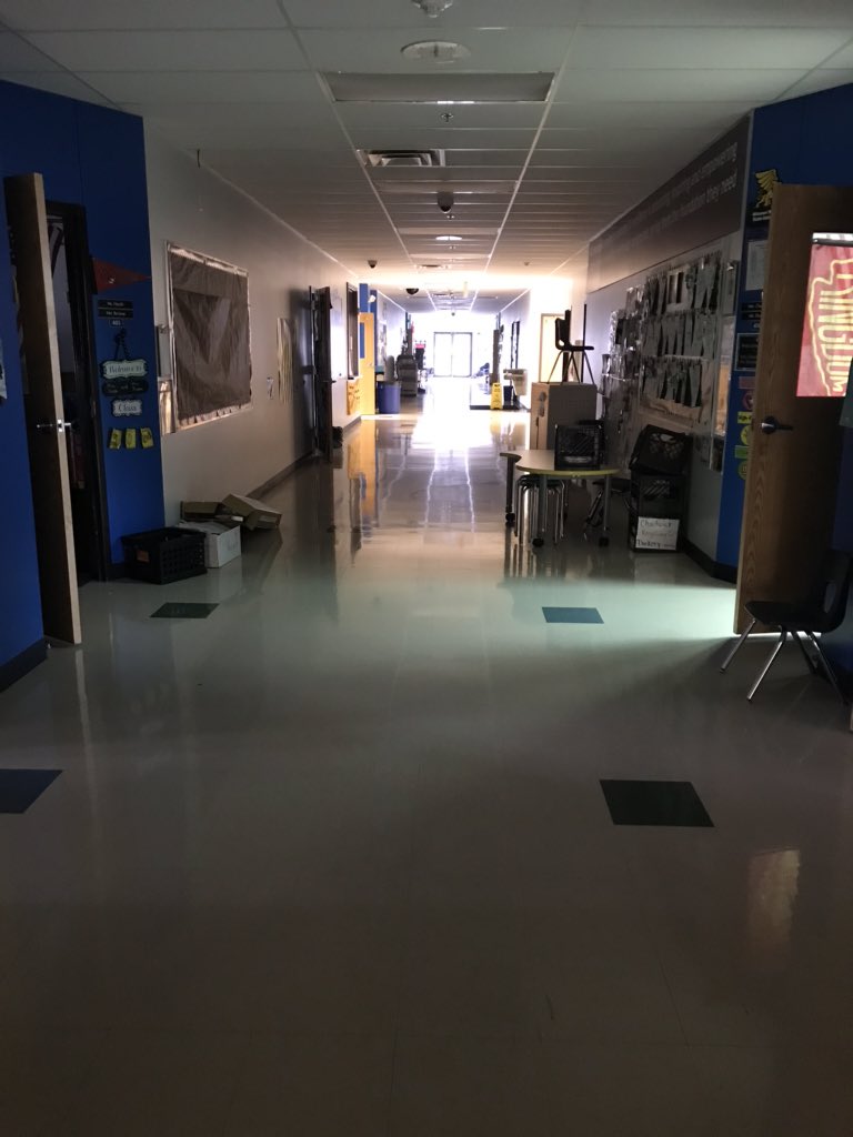 Court_Minnich's tweet photo. I got a little emotional today as I walked through @KCIAcademy this morning. I miss our students and staff dearly. I hate seeing an empty hallway. But I know our teachers are finding ways to connect with students from afar. #lovedoeswork 💜💛 https://t.co/2QD2f3psRN
