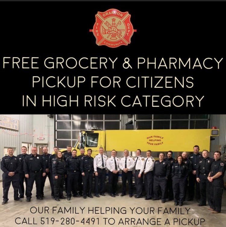 bensonandgrey's tweet photo. @NPaparellaCTV @CTVLondon @CJBK Hi Nick!  The Biddulph Blanchard Volunteer Fire Department is doing free grocery and pharmacy pick-up/delivery for folks at high risk in the community 😊 #awesome https://t.co/ErgluJagGt