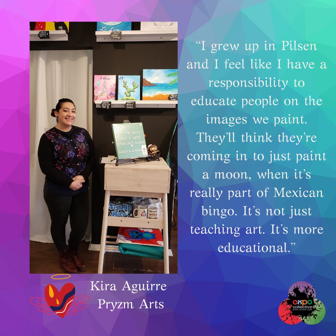 EXPOCollective's tweet photo. Read about #PryzmArts now! 

"I grew up in Pilsen and I feel like I have a responsibility to educate people on the images we paint... it's not just teaching art. It's more educational."

https://t.co/cCTByI4y3m

#EXPOArtists #WomenArtists #LatinasIntheArts #BossBabes https://t.co/gmZroF6xnX