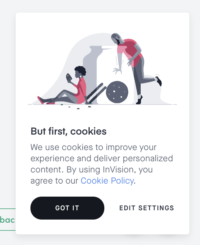 fraserferguson's tweet photo. @InVisionApp @invisionsupport  Whenever I run a user test, the first task shouldn't ask the participant to close your cookie policy box - just so it doesn't obstruct the prototype and interfere with the test. https://t.co/bhm7ya3flF