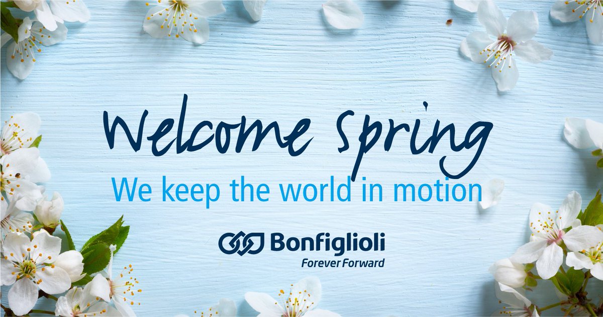 Today the world welcomes the first day of Spring and we hope it will carry new winds of hope and change. 
Hopefully, soon we’ll be able to say goodbye to these difficult times, in the meantime we at #Bonfiglioli will do our best to keep the world in motion. #BonfiglioliNeverStops