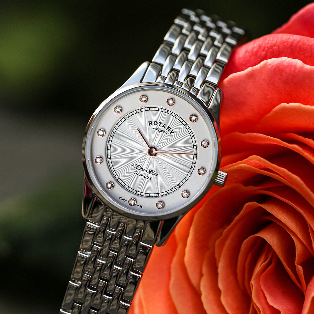 RotaryWatches's tweet photo. *125 YEARS OF WATCHMAKING* Blooming marvellous. The stainless steel Ultra Slim is an elegant and refined piece featuring 12 Diamond hour markers so you can dazzle at every hour of every day.  

#slimwatch #diamondwatch #ladiestimepiece #rotary125 #rotarywatches https://t.co/IWywlC4Uq9