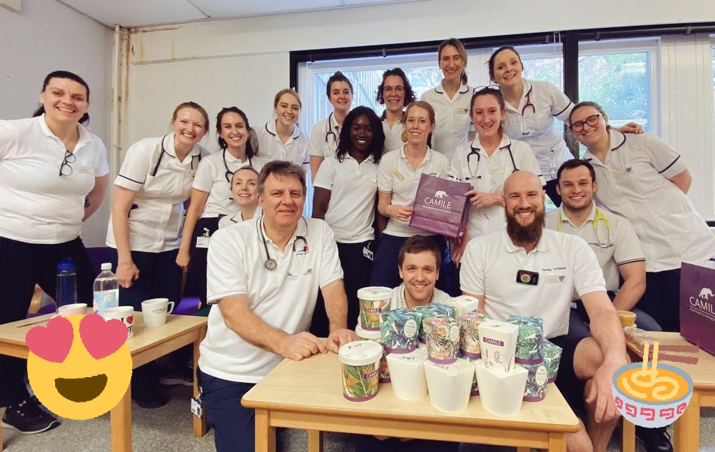 A massive shout out to <a href="/CamileThai/">Camile Thai</a> for feeding the hungry hoards in the respiratory and haemonc office today. Amazing free food from the goodness of their hearts 💛 #BeAHero #NHS #StaySafeStayHome #keyworkers #physio #OT