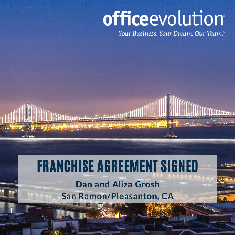 A big welcome to our new franchisees Dan and Aliza Grosh in San Ramon/Pleasanton, CA!

#OfficeEvolution #OEFranchisee #franchise #franchiseopportunity #newlocation #EastBayCA

New Franchisees - Dan and Aliza Grosh hubs.ly/H0nHKR50