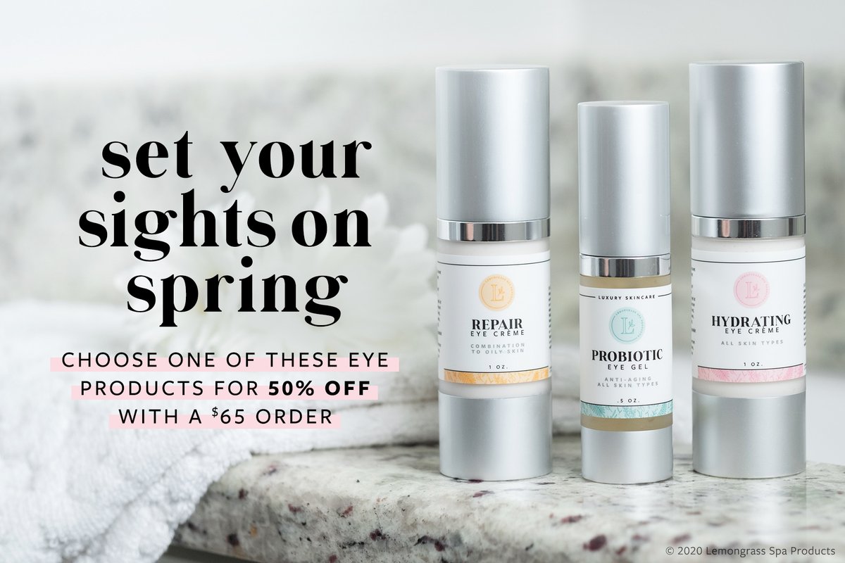 Lemongrass_Spa's tweet photo. Say goodbye to puffy, tired eyes, fine lines + dark circles with an antioxidant-rich eye cremes or the new targeted cooling eye gel #eyecreme #naturalskincare #antiaging #antiagingskincare https://t.co/MzoTMYWZQN