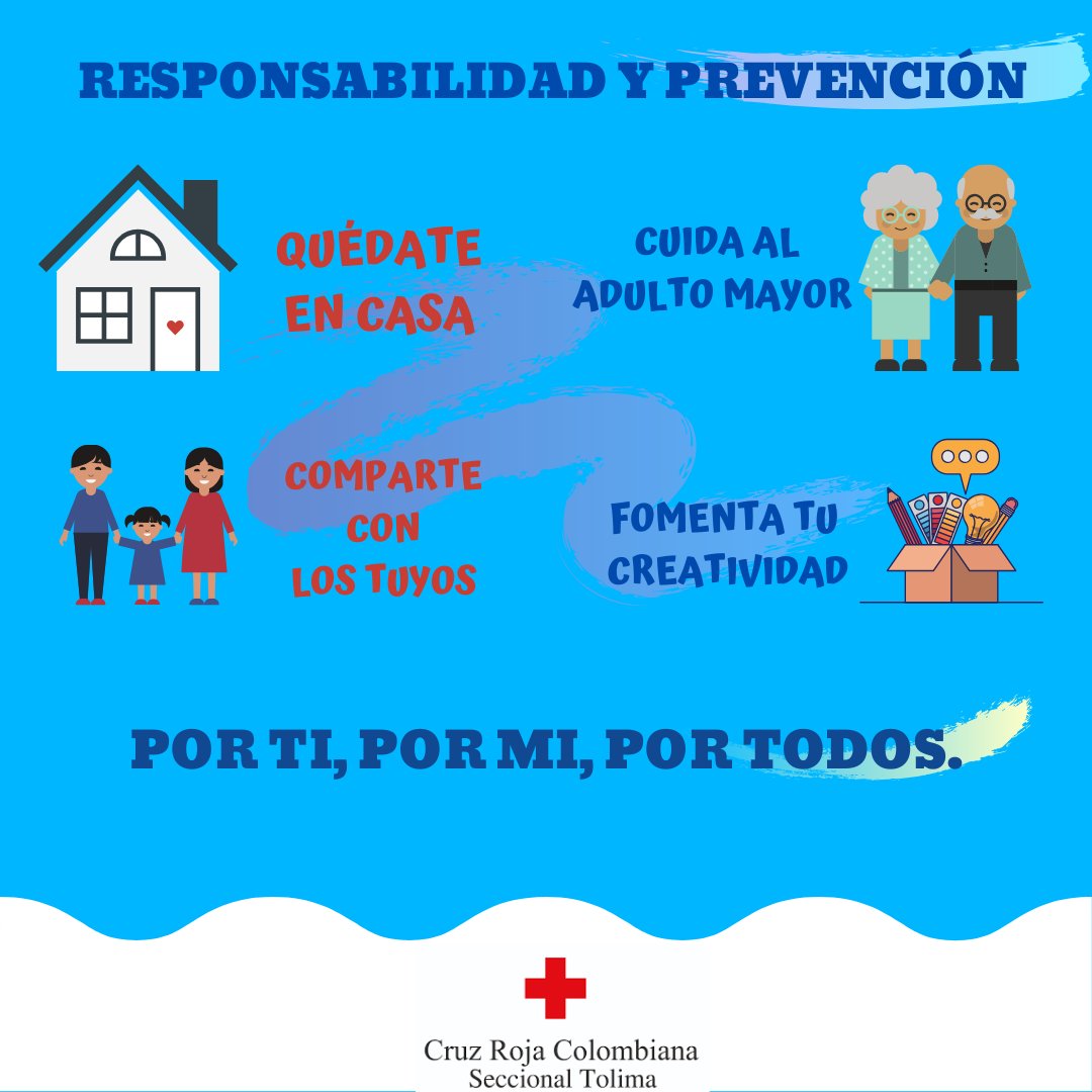 Durante este fin de semana se deben acatar todas las medidas de las autoridades, es el momento de unirnos y afrontar esta situación entre todos. Quédate en casa y comparte con tú familia. #SomosCruzRojasTolima #SeguiremosHaciendoHistoria #LaPrevenciónSuMejorOpción