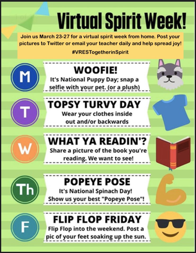 Virginia Run ES on Twitter "Vikings next week is a spirit week. In