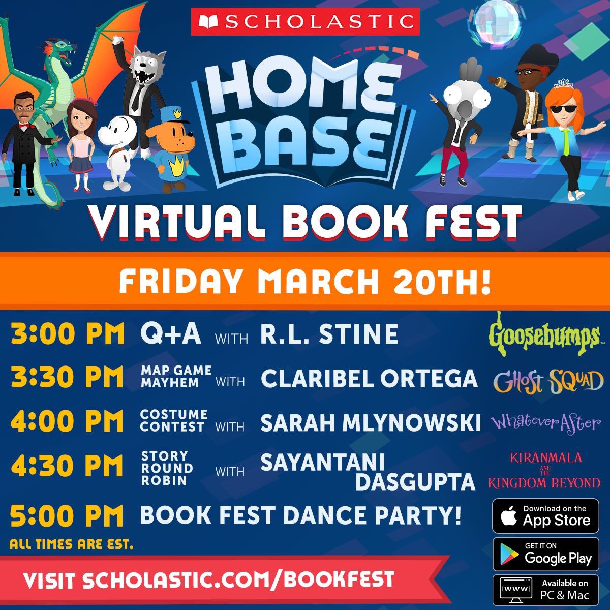 tonyatjarks's tweet photo. Scholastic is holding a #VirtualBookFest today. Tune in at the times listed below! @apolloD63 https://t.co/RGPJfxUFLx