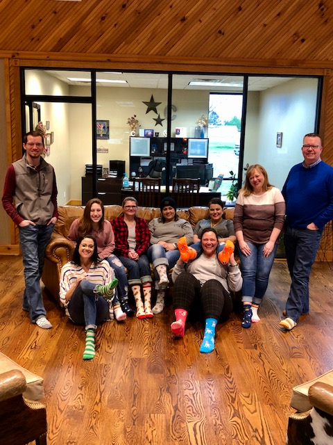 FSB1908's tweet photo. A few pictures of the #FSBCrew to brighten your morning! Today, we celebrate National Crazy Sock Day to increase awareness of Down Syndrome! #smile https://t.co/S5HKQDT8q8