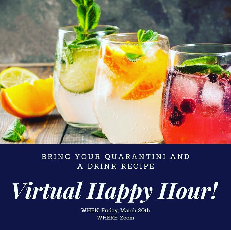 Tired of being quarantined?  Join fellow Mount Alumni for a Pop-Up Virtual Happy Hour at 4:30 p.m.! Bring along your "quarantini" and a drink of snack recipe to share! To join our Happy Hour, click this link: zoom.us/j/470956541.