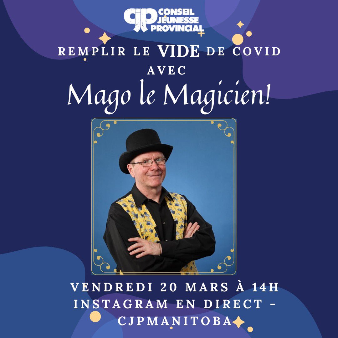 En direct aujourd’hui sur notre Instagram!  C’est le temps pour un peu de magie! #winnipeg #jeunesengagés #winnipegevents #magicshow #magie #instagramlive