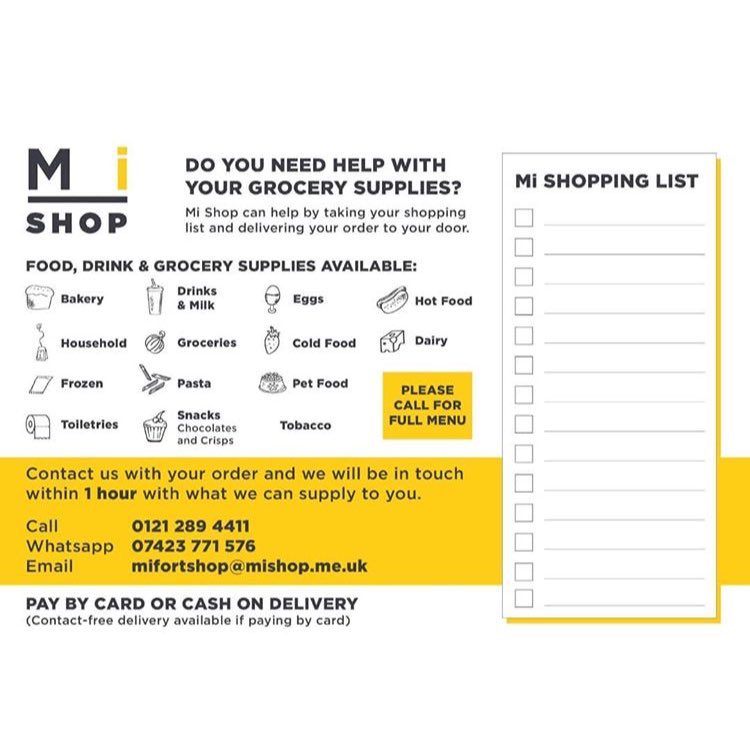 Fort_Dunlop's tweet photo. At times like these it’s about bringing communities together and helping one another. @MiShop_Fort have extended their delivery service to a 3 mile radius to help those in need! Please share and inform anybody who could benefit from this service. #HelpEachOther https://t.co/t1TDIOqmON
