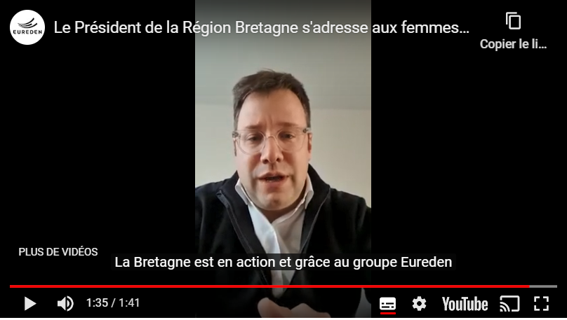 EuredenGroup's tweet photo. Un grand merci à @LoigCG  @regionbretagne pour son message vidéo d'encouragement "à l'armée silencieuse des hommes et des femmes d'Eureden" qui travaillent dans l'ombre "pour bien nourrir la population". #coronavirus #Covid_19  #prenezsoindevous #bienmanger  #laterrenousreunit https://t.co/UHLuQ7cka1