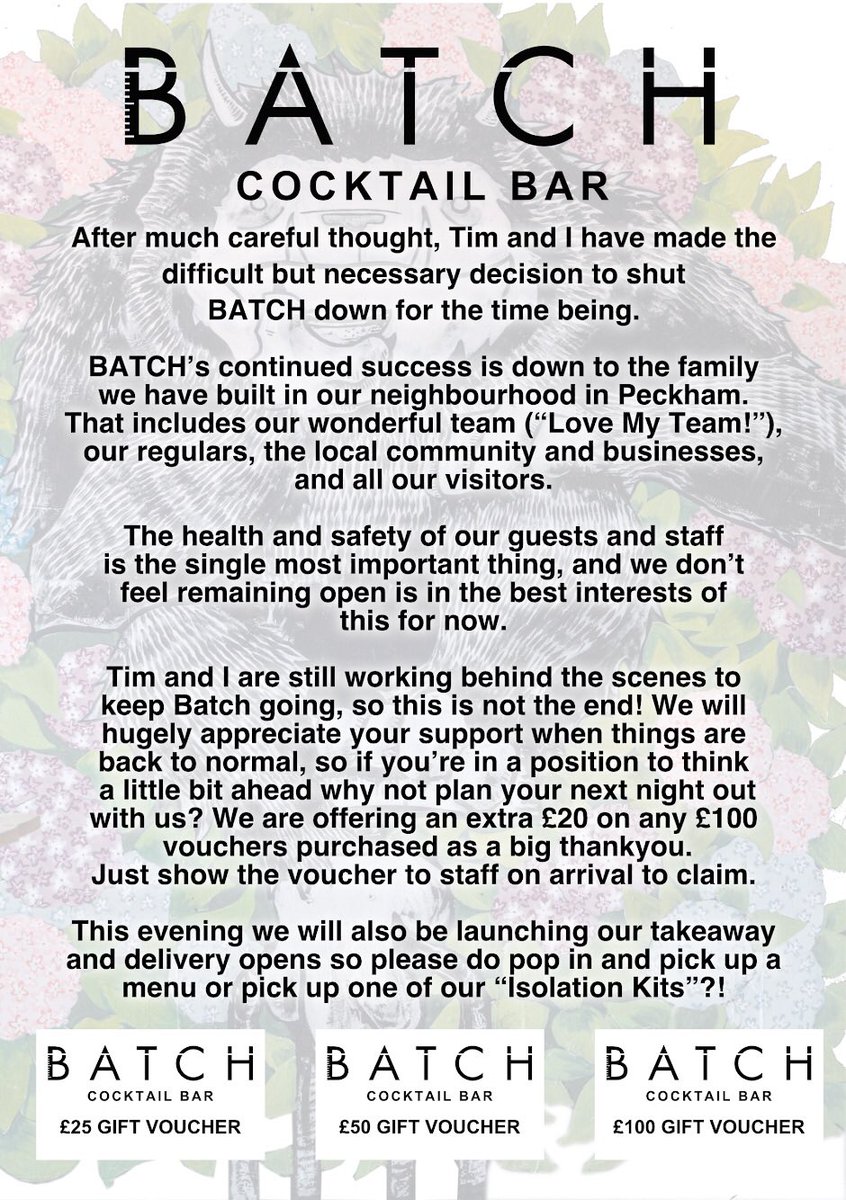 LAST NIGHT TONIGHT!
Pop down and support us on the last night we are open as we have decided to shut to protect everyone.
Check out our vouchers and takeaway menu!