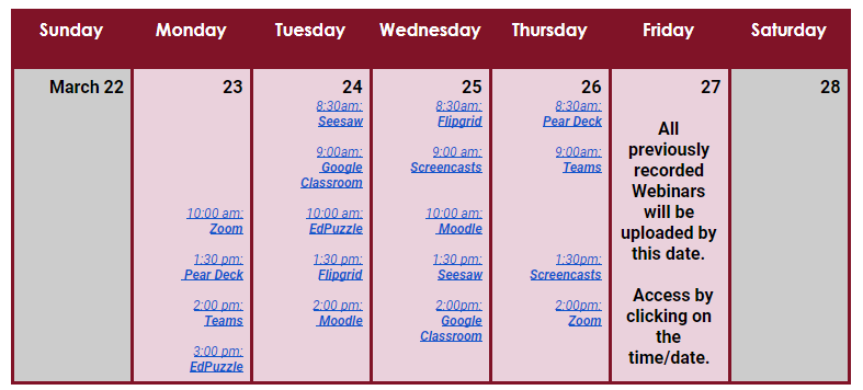 Wondering how to use all these digital tools people are talking about for remote learning? Northwest ISD IT has got you covered friends! We are hosting 18 PD webinars all next week! Look for a link sent from your campus Instructional Technologist via email today! 💻🧑‍🏫🎉👏