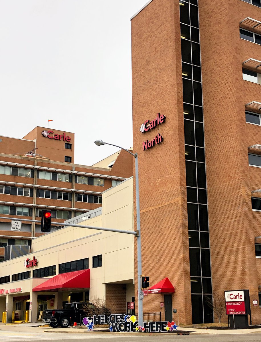 CarleHealth's tweet photo. Thank you to all of our incredible employees who care for our community every day. Look for signs of thanks to our Carle heroes. Employees, post your selfies and team photos and tag them with #CarleCares. https://t.co/Xi4bYWe3tQ