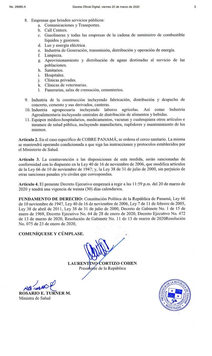 Publicado en Gaceta Oficial nuevo Decreto Ejecutivo por el cual se adoptan medidas sanitarias adicionales para mitigar la pandemia del COVID-19 en Panamá. Se orden el cierre de establecimientos comerciales en todo el país (hay excepciones específicas). Leer documento:
