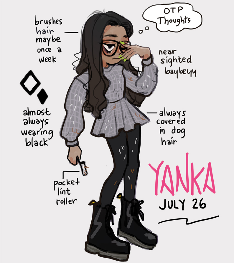 Just wanted to doodle myself to try out a new brush setting but ended up drawing a lot more than planned haha Hi, I'm Yanka!!! 