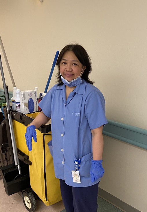 DrDHodgson's tweet photo. In modern life, few people are called upon for physical courage. Yolanda cleans rooms on the inpatient wards @pmcancercentre to keep our patients safe. These days, this is no routine task. This is courage. https://t.co/u4HuFnUamt