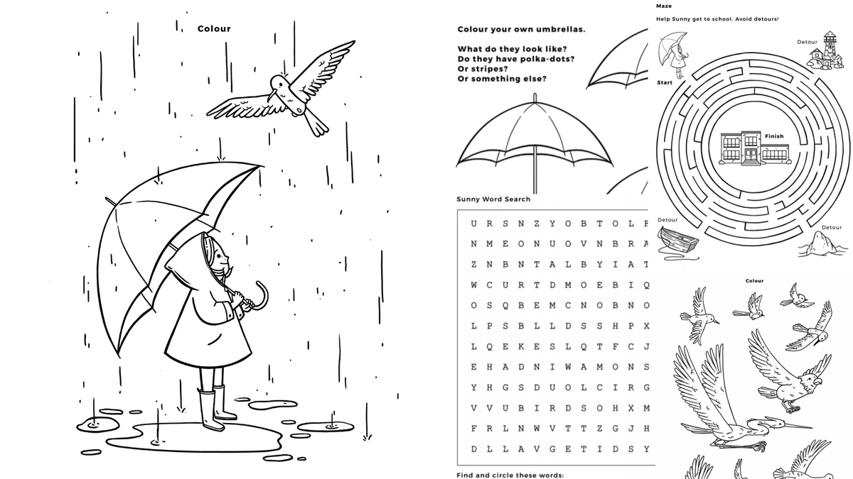 Sheridan Alumni It May Be Dreary Outside But We Re Still Feeling Sunny Alumna Celiakrampien Has Created A Free Printable Activity Booklet Based On Her Children S Book Sunny It Features Colouring