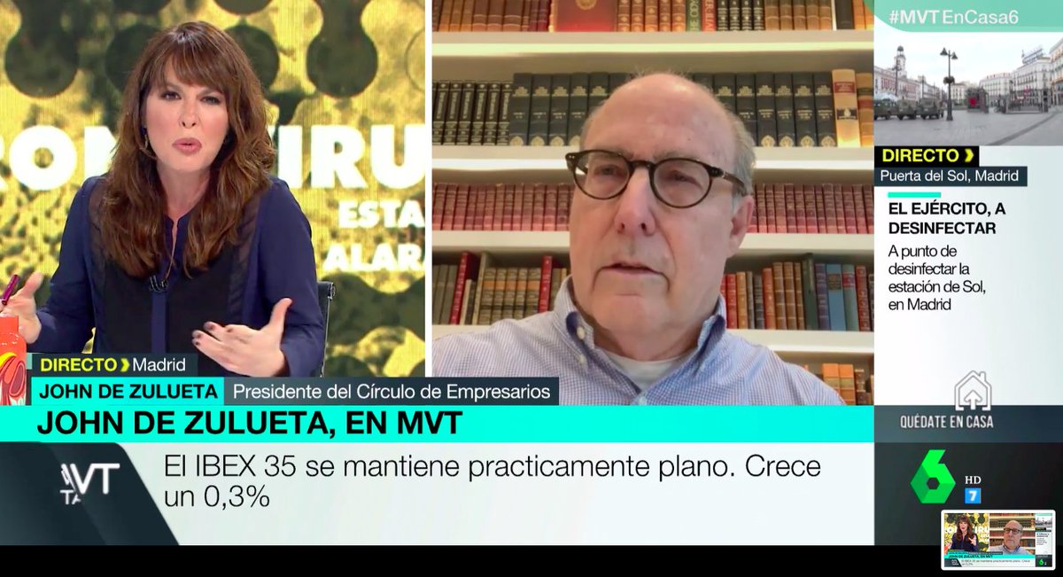 circulodempresa's tweet photo. 🗣 @zulueta23  en @MVTARDE : "Esperamos una caída pronunciada de la economía, pero con una duración de uno o dos meses. Será menos grave que la crisis de 2008". https://t.co/0lGx4tYnyO