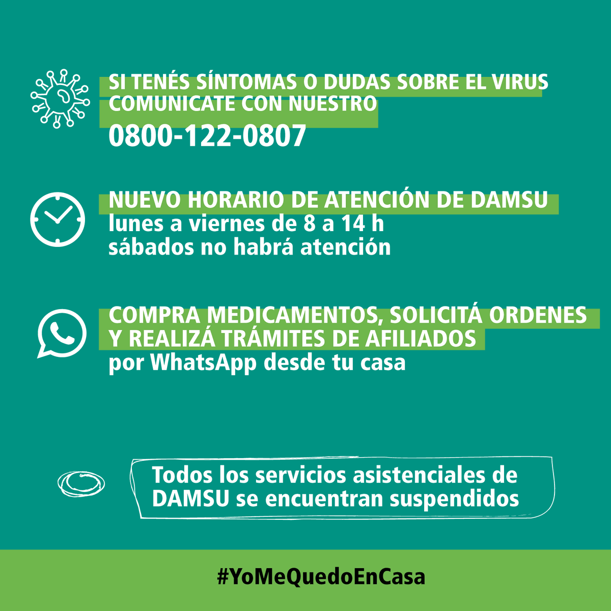 #YoMeQuedoEnCasa Seamos conscientes y solidarios, cuidarnos depende de todos ⚠️🦠 #Coronavirus #CoronavirusEnArgentina #afiliados #prevención #damsu #uncuyo #salud #mendoza