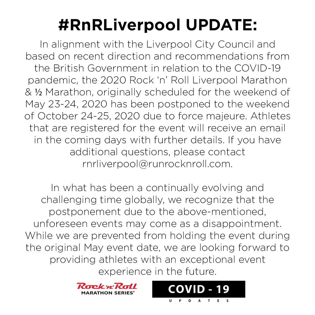 RunRocknRoll's tweet image. COVID-19 #RnRLiverpool UPDATE: