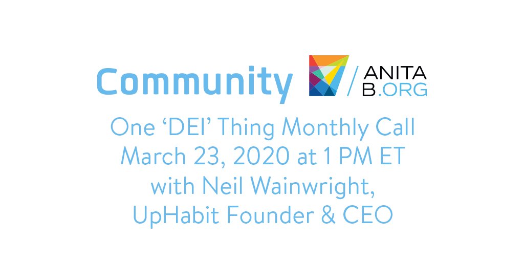 systers_org's tweet image. Join members of the #AnitaBCommunity and @neildwainwright, Founder &amp;amp; CEO of @UpHabit, on 3/23 for the monthly DEI call! They'll be discussing hiring from around the world. You can register now for this free (and virtual!) event: bit.ly/39qeLok #remoteevents