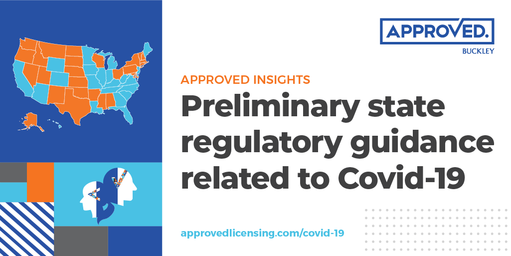 approvedlicense's tweet photo. We are monitoring coronavirus-related regulatory developments and have collected and summarized the preliminary licensing guidance issued by the states thus far: https://t.co/8fAzKdLVLX https://t.co/M6hvQYLUsT
