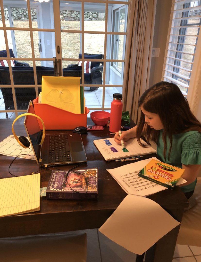 MsCastrovinci's tweet photo. Organized homeschooling space to help stay focused 🥰 So proud of you Kate! https://t.co/Kt25pIbo4t