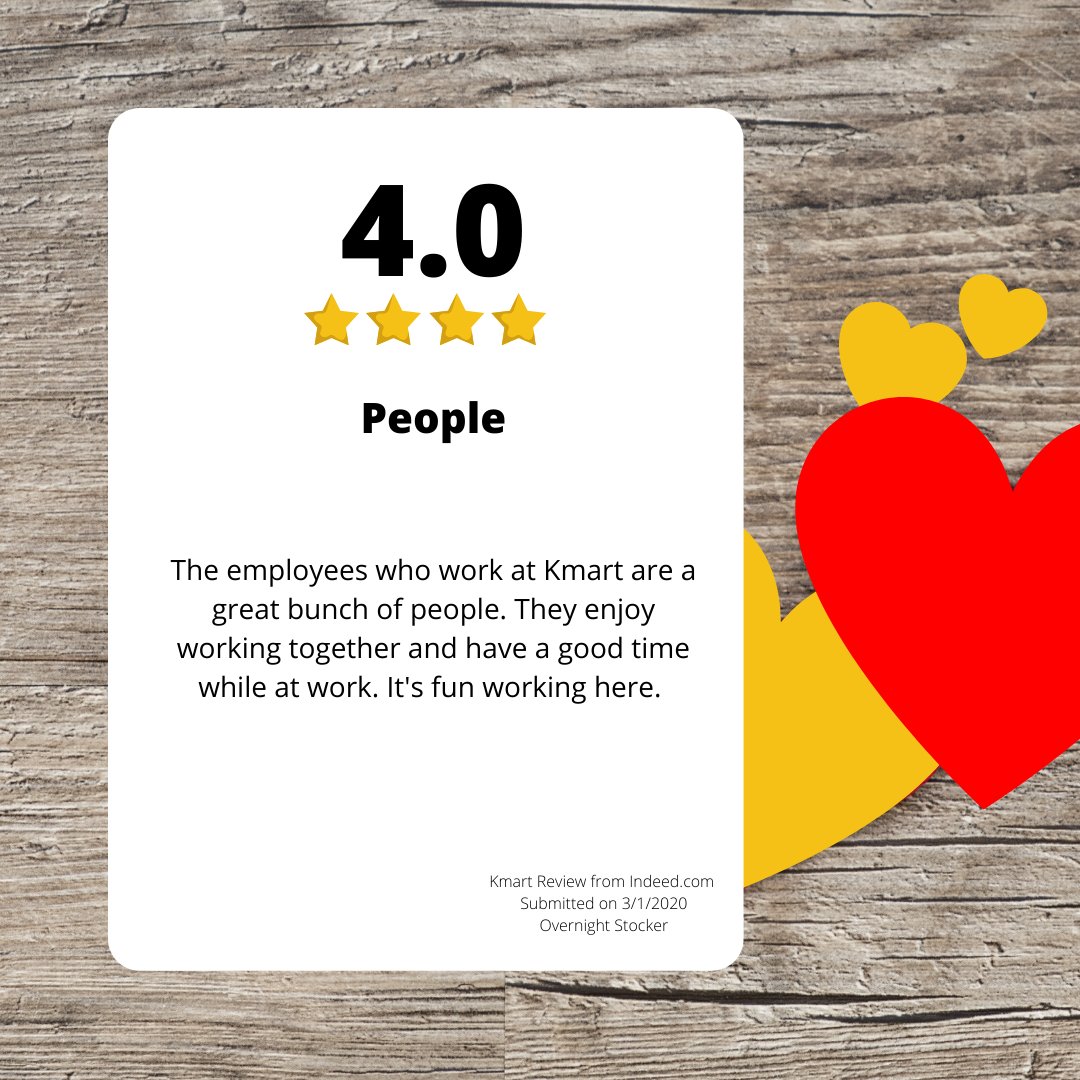 KmartJobs's tweet photo. We agree! The people here are the best. Thank you for the review! #feedbackfriday #review #work https://t.co/0Ppe8Bn5hf