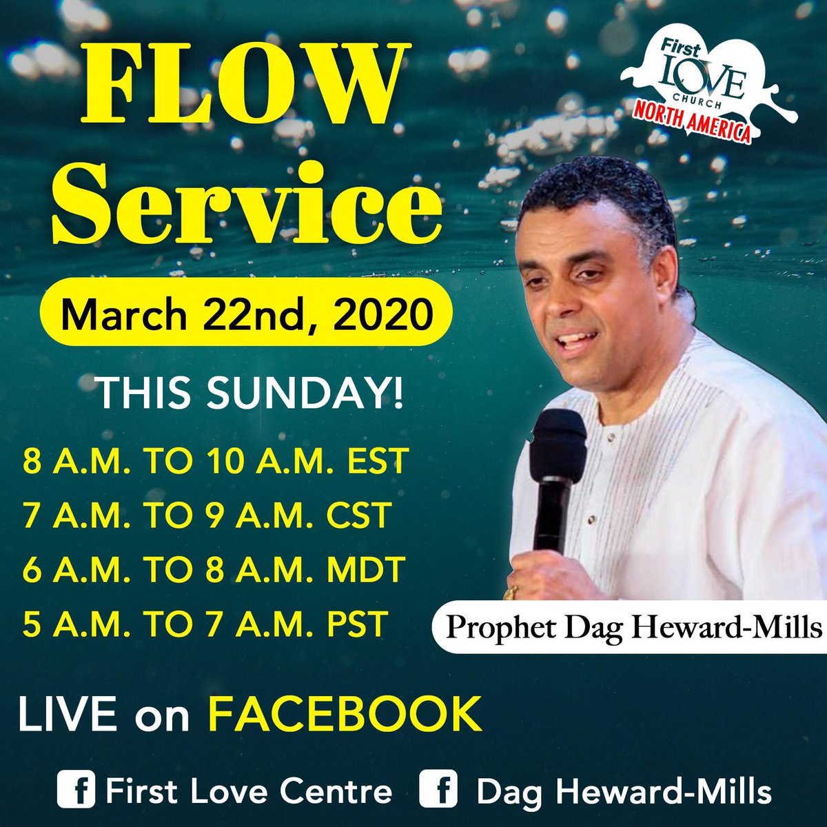 FLCUSA's tweet image. ❗️Attention First Lovers❗️This Sunday tune in LIVE to the Flow Service at your convenient time with our very own prophet and pastor @daghmills! A time of transformation awaits you! 
#onlyinflc
#flowservice
#dhmm