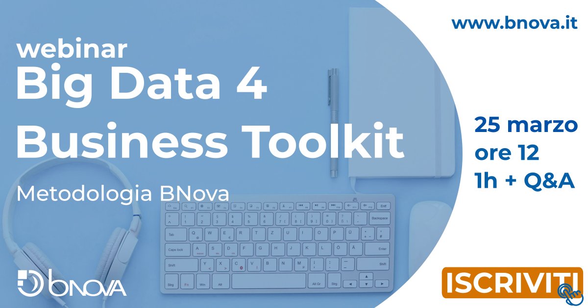 💻#BigData4BusinessToolkit: una metodologia a supporto dei business user per identificare dove, come e perché utilizzare i #BigData in azienda. 
Se vuoi saperne di più e vuoi conoscere il toolkit sviluppato da BNova iscriviti al webinar del 25 marzo hubs.ly/H0nLkQg0