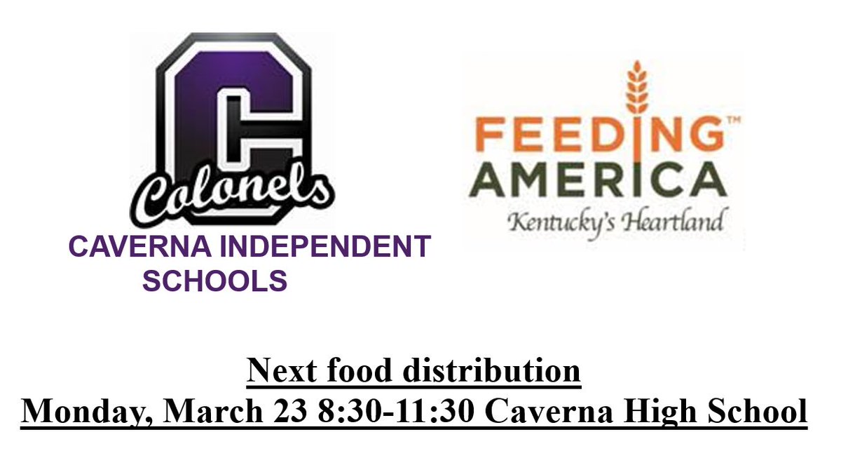 The next Feeding America food truck will be March 23 for Cave City and Horse Cave families.